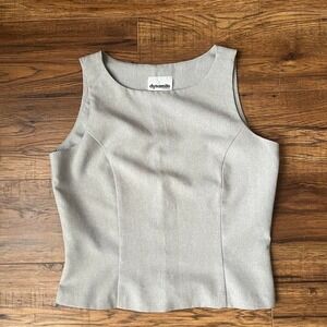 Vintage Y2K Dynamite Sleeveless Tailored Top Grey Minimalist Quiet Luxury Small